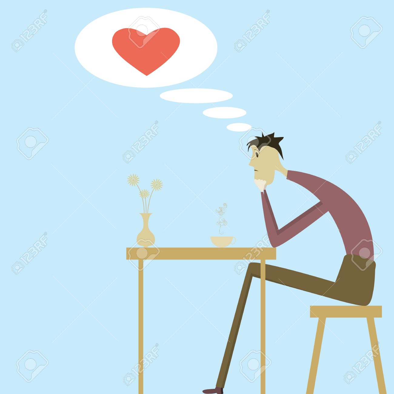 19088041-A-man-sitting-in-a-cafe-and-thinking-about-love-Stock-Vector[1]